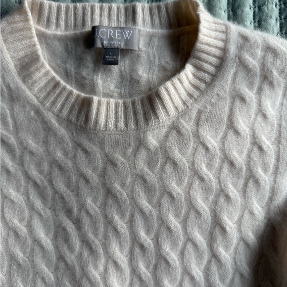 J. Crew Cable Knit Cream Cashmere Sweater - Picture 2 of 3
